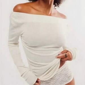 Free People White Asymmetrical Ruched Blouse